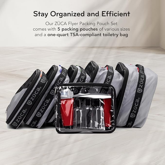 ZUCA Flyer - Gray Standard Packing Utility Pouch - Clear Travel Pouch - Durable, Spacious Essentials Storage Solution For Travel & Professional Use - Image 2