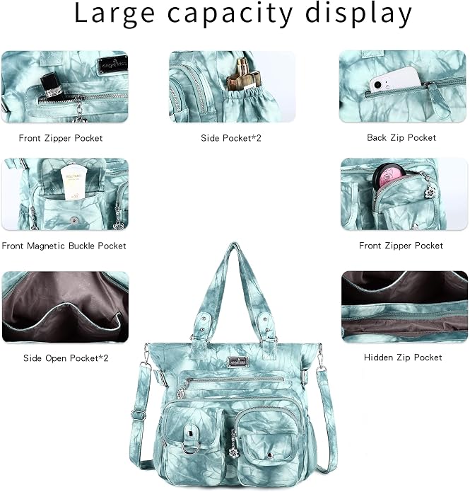 Angelkiss Purses Handbags for Women PU Tote Satchel Bags for Women Pockets Shoulder Bags… | PU - Image 6
