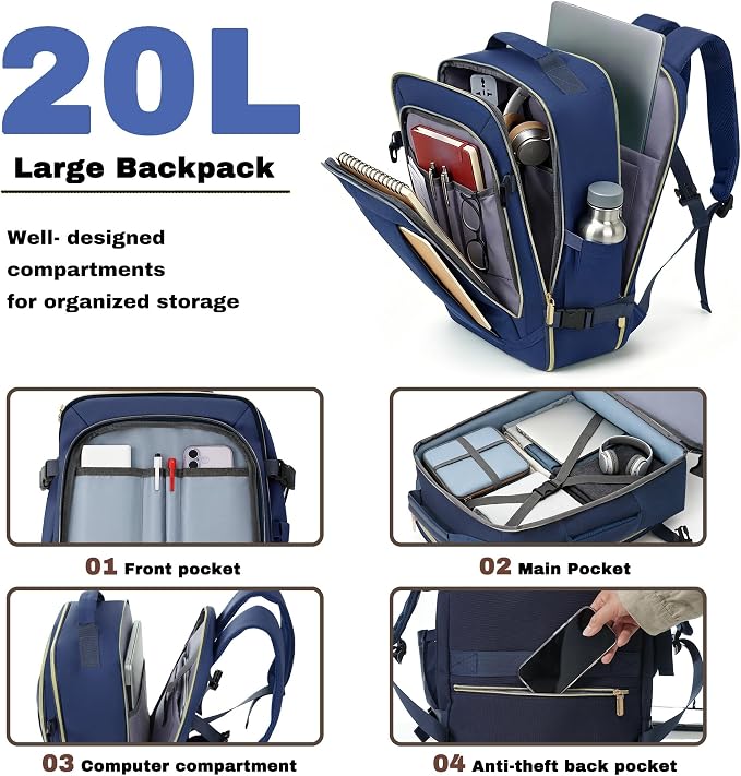 Hardshell Luggage Sets, Lightweight Stripes Suitcases with Spinner Wheels, Navy 28 - Image 2
