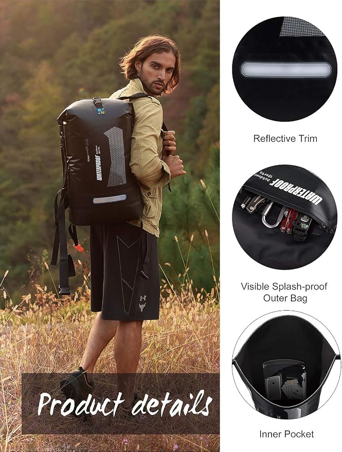 IDRYBAG Waterproof Backpack for Men 20L/30L/40L, Floating Dry Bag Kayak, Dry Backpack Hiking - Image 3