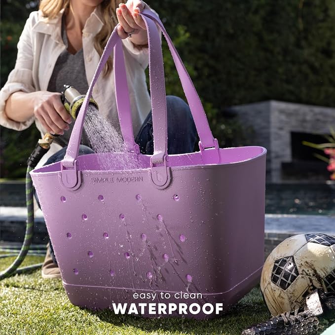 Simple Modern Large Beach Bag | Waterproof Getaway Rubber Tote with Zipper Pocket for Travel, Pool, Boat, Groceries, Sports | Malibu - Image 3