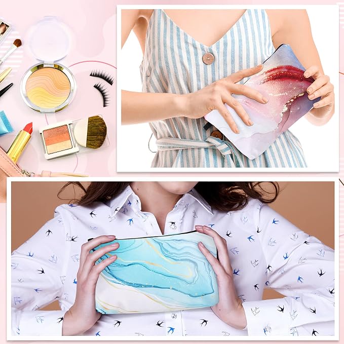 Dunzy 16 Pcs Bulk Makeup Bag for Women Appreciation Gifts for Teacher Canvas Cosmetic Bags with Zipper Pouches Waterproof Travel Toiletry Organizer for Girls Mother Teacher Nurse Bridesmaids (Marble) - Image 4