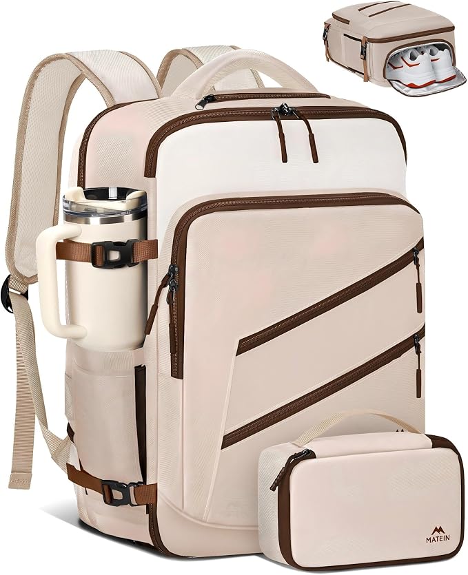 MATEIN Personal Item Travel Backpack, Carry on Bag with Electronics Case | Airplane Approved, Overnight Backpack for Women, Fits 17 inch Laptop Compartment, Water Resistant, Travelling Essential by MATEIN