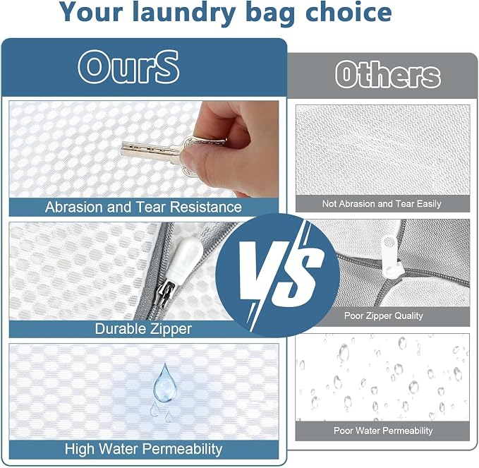 3 Pcs Mesh Laundry Bags with Zipper, Reusable Laundry Bags for Delicates in Different Sizes, Durable Washing Machine Wash Bag for Clothes, Socks, Underwear, Bra, Travel Organizer (S+M+L) - Image 5