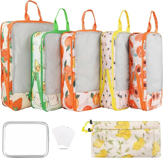7 Pcs Compression Packing Cubes Travel for Suitcases, Luggage Organizer Washable Storage Bags Set for Backpack Travel- Packaging Cubes for Carry-Ons and Storage by Hitanfe