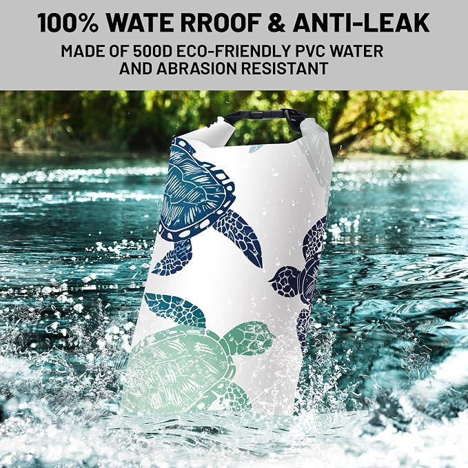Waterproof Dry Bag,Roll Top Sea Turtle Small Waterproof Backpack 5L/10L/20L Floating and Lightweight Bags for Kayaking, Boating, Fishing, Swimming and Camping - Image 2