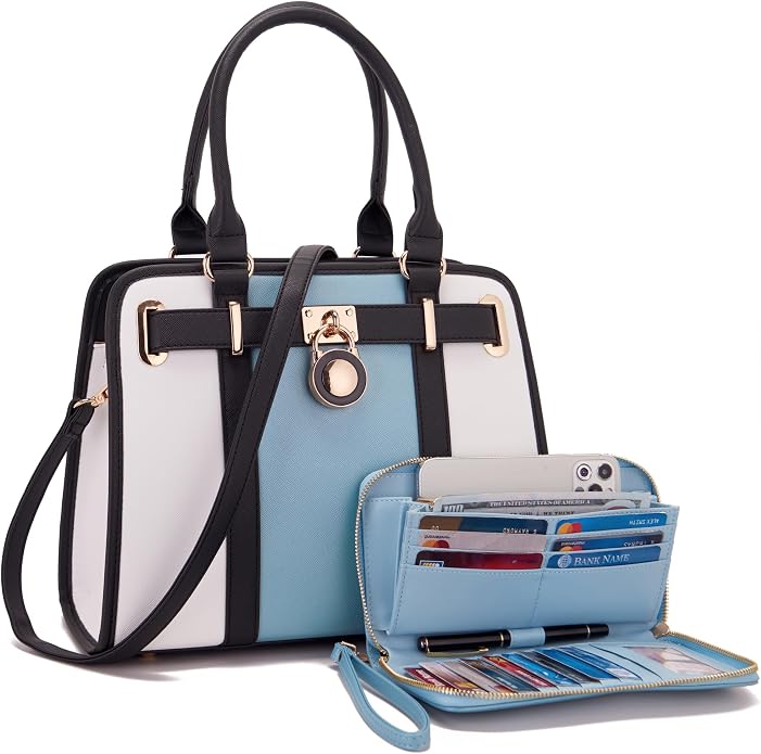 Qiyuer Structured Satchel Tote Handbags Set Women Purses with RFID Wallet | Premium, Sturdy, Spacious, Chic for Daily & Work, Vegan PU Leather, Multi-way Carry, Large Capacity RFID Wallet, Ideal Gift by QIYUER