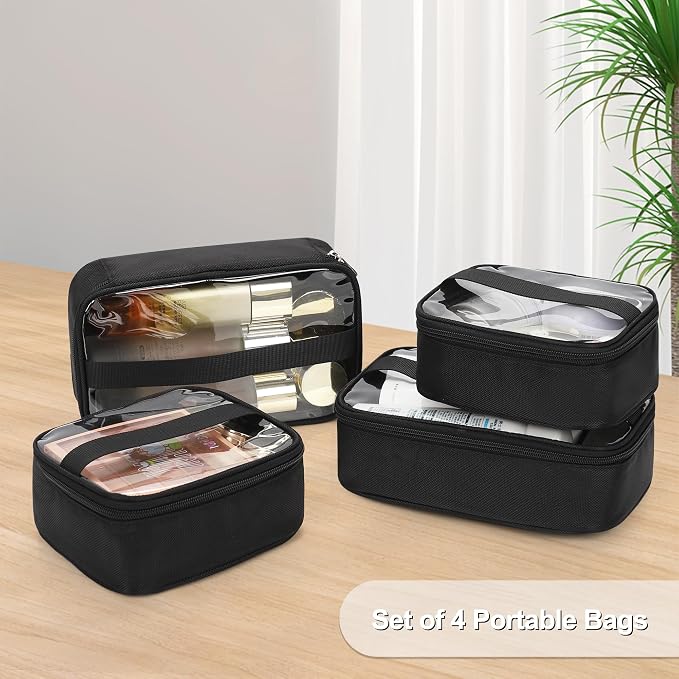 Relavel Extra Large Makeup Case Rolling Travel Train Case with 360° Spinner Wheels, 3 Layer with Insulation Compartment & Four Clear Storage Bags, Professional Makeup Artist Bag Set, Black - Image 8