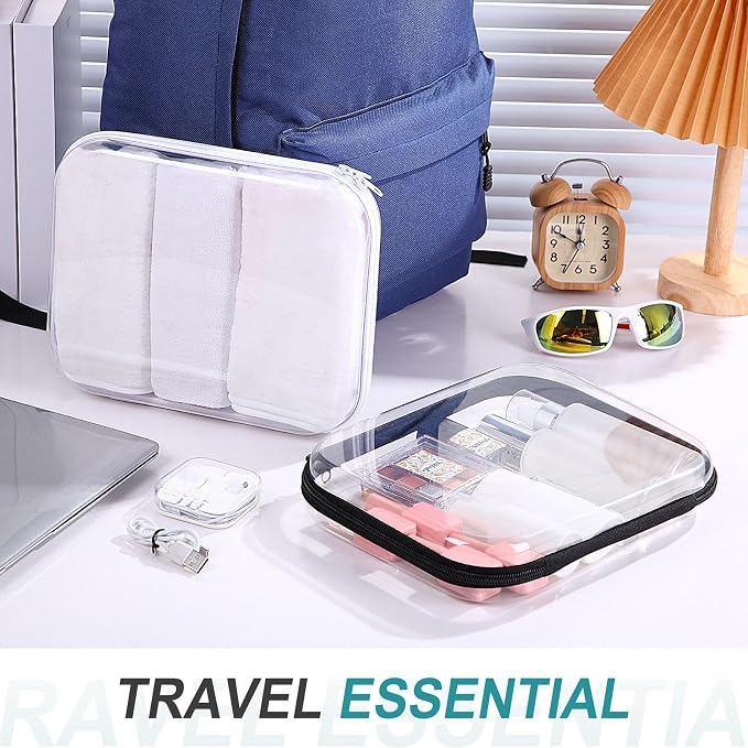 Hoolerry 4 Pcs Hard Clear Zipper Case Makeup Bags Plastic Zipper Pouch Transparent Storage Box Containers for Cosmetics, Snacks, Building Blocks, Puzzles(Clear,9.8 x 7.9 x 2 in,Black and White) - Image 6