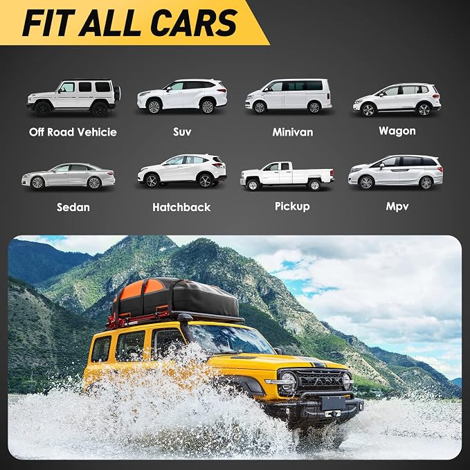 Asinking Car Rooftop Cargo Carrier Bag, 100% Waterproof Non-Rip 20 Cubic Feet Car Roof Bag for All Vehicles with/Without Rack, Includes Non-Slip Mat, Luggage Lock, 4 Door Hooks, Storage Bag - Image 7