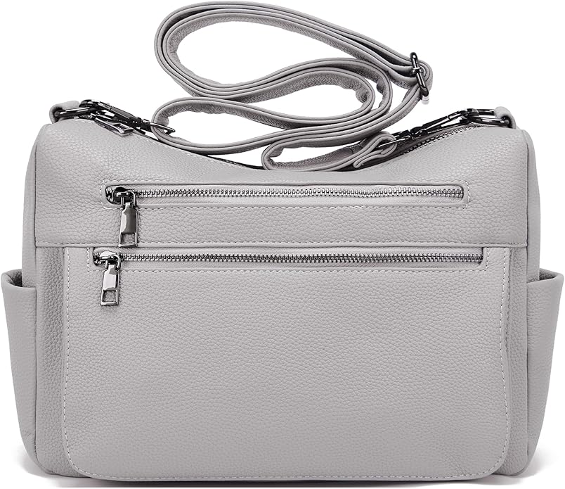 YZAOLL Large Crossbody Shoulder Bag for Women Vegan Leather Tote with Adjustable Wide Strap Work Purse with 10 Pockets