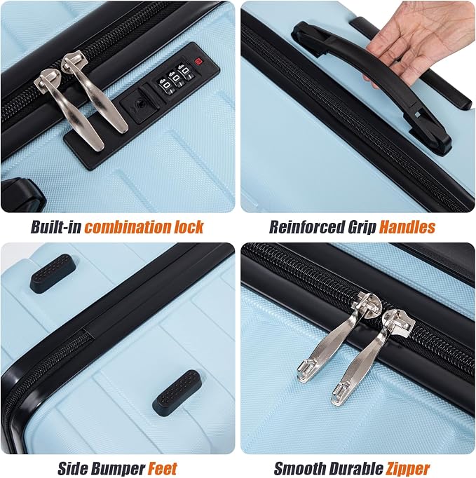 Cosbarn Luggage Sets 5 Piece Suitcases with Wheels, Suitcase Set ABS Hard Case Luggage with Spinner Wheels Durable Travel Luggage - Image 3