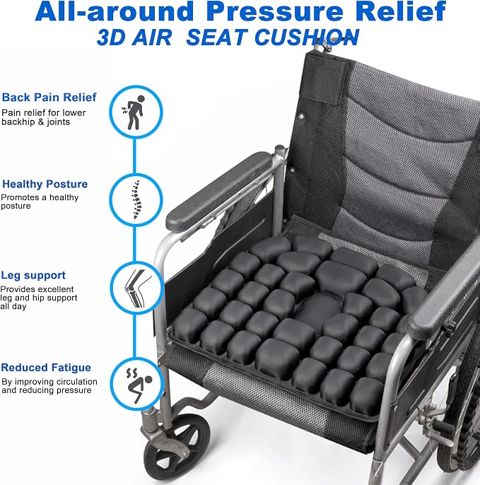 Upgrade Travel Seat Cushion for Airplane,Portable&Adjustable Air Seat Cushion,Coccyx Tailbone Pain Relief Chair Pad,Inflatable Cushion for Wheelchair, Travel,Driving,Office Work - Image 7