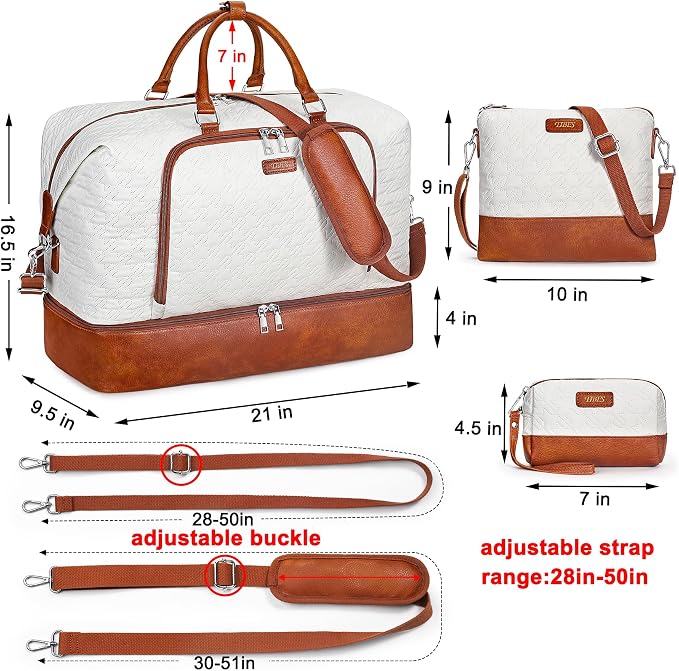 Travel Weekender Bag for Women, 21" Overnight Bag with Shoe Compartment 50L Large Travel Duffel Bag Carry On Tote for Weekend, Overnight, Business Trips, Water Resistant - Image 5