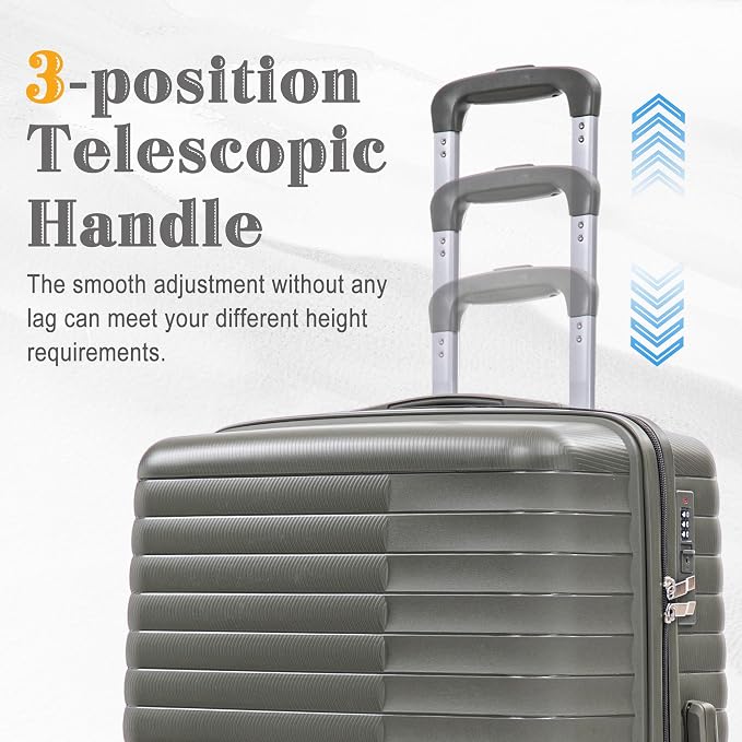 Hardshell Luggage Sets, Lightweight Stripes Suitcases with Spinner Wheels, Green-PP - Image 4