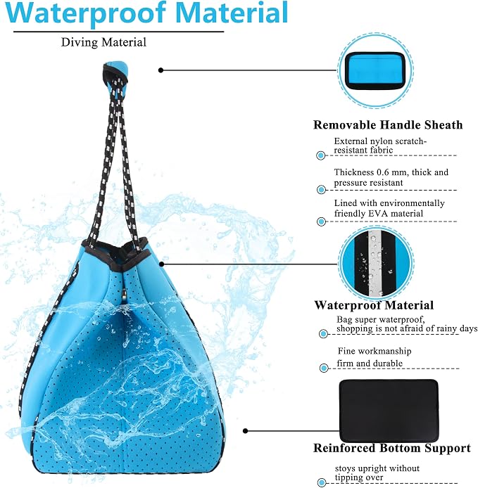QOGiR Neoprene Multipurpose Beach Bag Tote with Inner Zipper Pocket … … … … - Image 9
