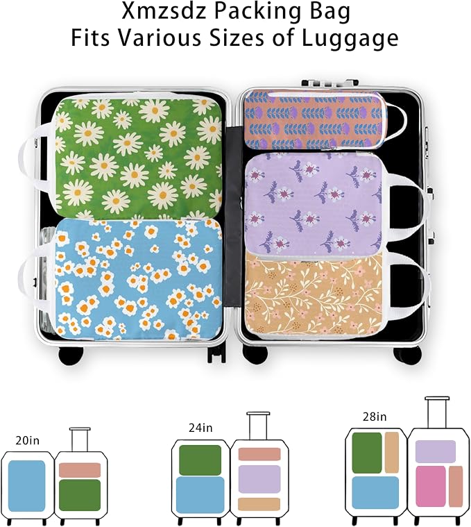 8 Pcs Compression Packing Cubes for Travel, Lightweight Waterproof Luggage Organizer Bags Set, Washable Packaging Cubes for Women Backpack Carry-On Suitcases - Image 5