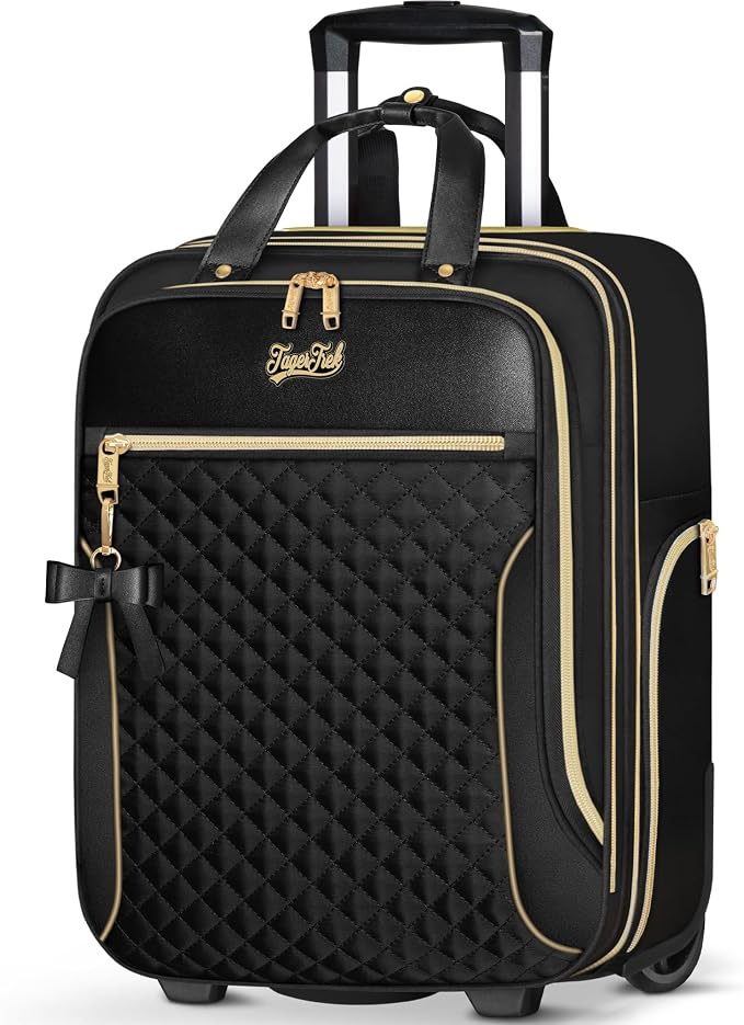 Underseat Carry On Luggage with 2 Wheels, Airline Approved Personal Item Suitcase with Multiple Compartments, Lightweight Softside Under Seat Carry-on Suitcases for Women Travel Business, Black by TagerTrek
