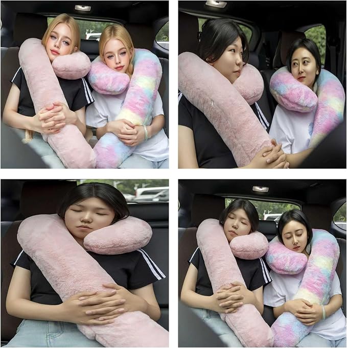 Car Travel Pillow, car Pillow for Kids and Adults, Ergonomic Travel Pillow Providing Neck and Body Support, a Sleep aid, Children's Travel Pillow - Gray - Image 8