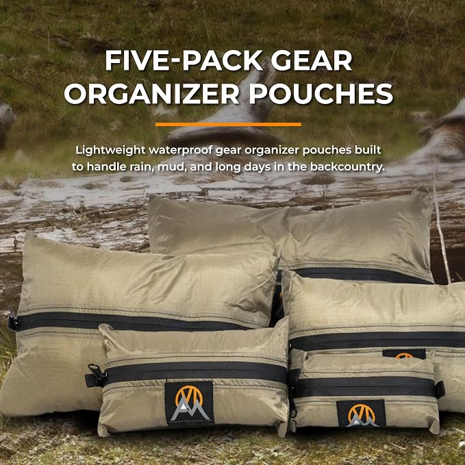 VIAM Outdoors G3 Glacier Gear Grab Tool Bag Zipper Pouch, Premium Utility Multipurpose Storage Organizer Tool Pouches for Hunting, Camping, Backpacking, Travel - 5pc Tan - Image 2