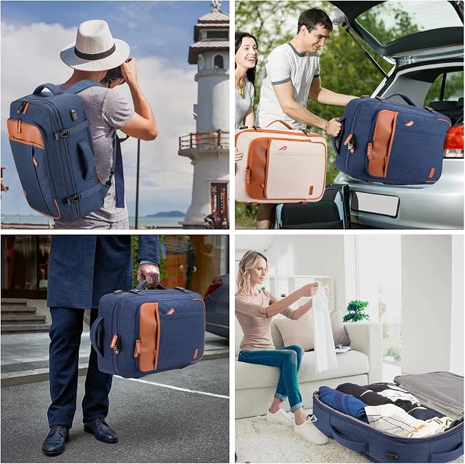 Lumesner 40L Expandable Carry On Travel Backpack with 4 Packing Cubes | Flight Approved, Fits 17 inch Laptop, Water-resistant, Suitcase Backpack, Business Weekender Luggage, Gift for Men & Women - Image 8