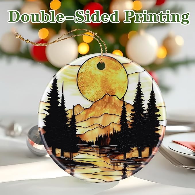 Mountain Sunset Ornament, Christmas Ornament – Christmas Tree Decor, Holiday Decoration, Stocking Stuffer, Festive Gift Idea, Gifts for Nature Lover, Friends, and Family