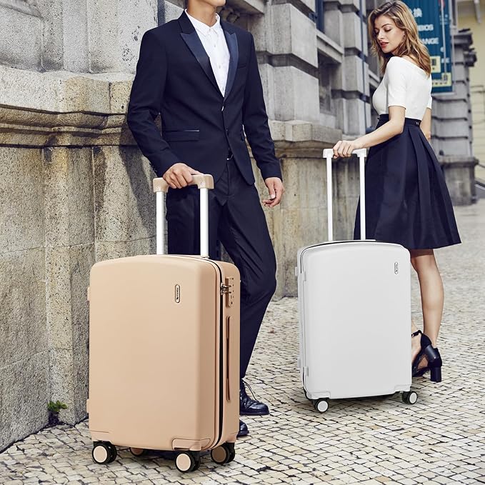 Hanke Hard Shell Luggage Sets 3 Pieces, Carry On and Checked Luggage Sets with Spinner Wheels, Durable PC Hardside Rolling Suitcase for Travel (16/24/28 Inch,Cuba Sand) - Image 10