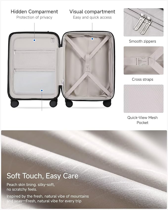 LUGGEX Carry On Luggage 22x14x9 Airline Approved, Expandable Polycarbonate Suitcase with Front Pocket (FX-Core, Brown-Black, 20 Inch) - Image 7