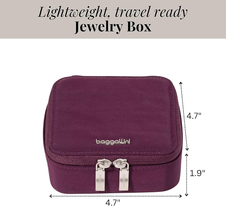 Baggallini Travel Jewelry Box - Lightweight 4.7”x4.7”x1.9” Travel Jewelry Case - Image 3