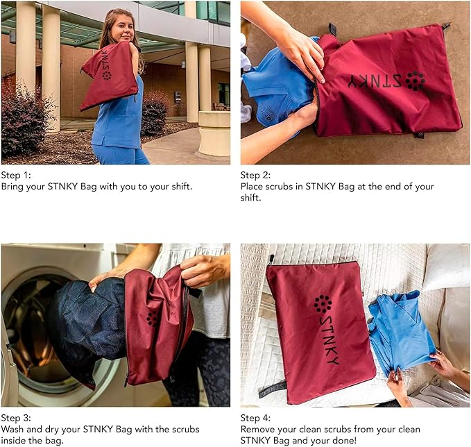 STNKY Bag Pro - Laundry Bag - Wash Bag for Health Workers, Sports, Fitness & Travel (Standard, Burgundy) - Image 5
