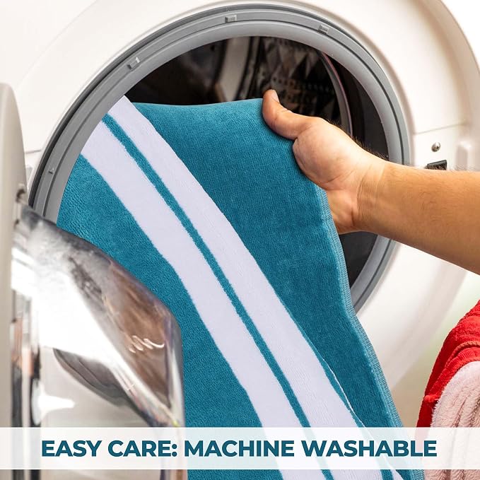 Superior Cotton Cabana Striped Beach Towels, Colorful Towels for Adult, Kid, Pool, Swimming, Sand, Travel, Large Oversized, Absorbent, Fast Drying, Bath Basics, Cabana Collection, 1 Piece, Turquoise - Image 4