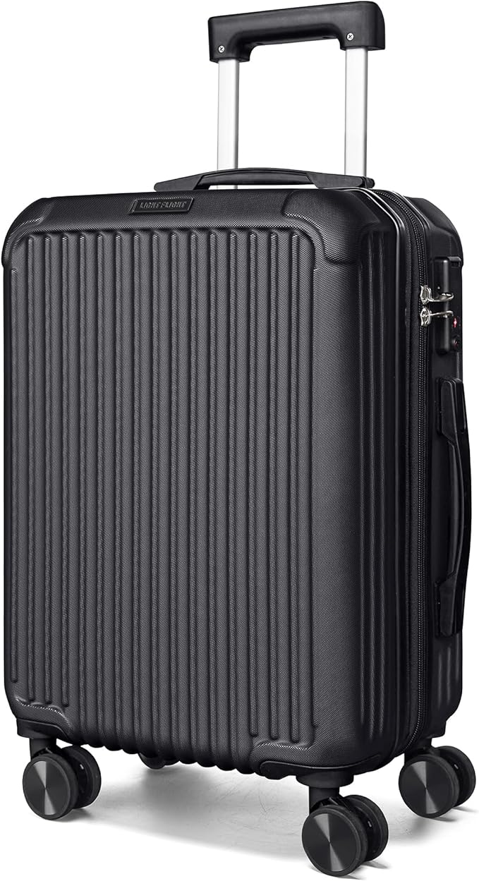 LIGHT FLIGHT Carry On Luggage 22x14x9 Airline Approved, Black | 22x14x9 Airline Approved, Hard Shell with Wheels, Expandable Hardside, TSA Lock, Lightweight by LIGHTFLIGHT
