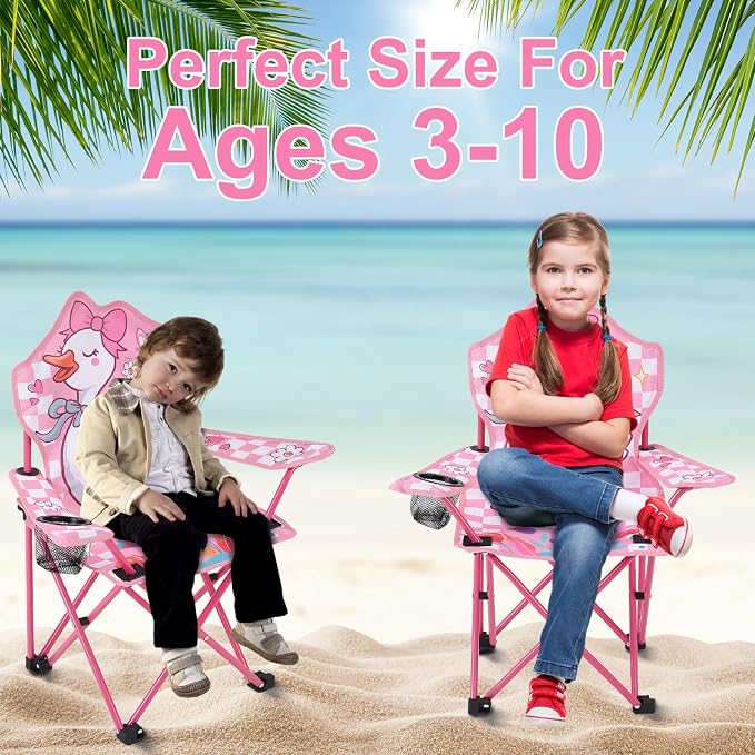 KABOER Kids Outdoor Folding Camping Chair with Cup Holder Carrying Bag | Portable Camping Chair for Beach Picnic Camping Travel Lawn Ages 3-10 - Image 4
