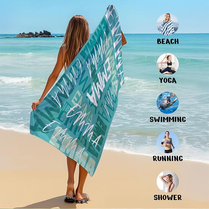 JML Personalized Beach Towel with Name, Custom Beach Towel with Name, Customized Microfiber Pool Towel, Quick Dry & Absorbent Swim Towel for Adult,Anniversary, Birthday, Summer Holiday,Vacation - Image 6
