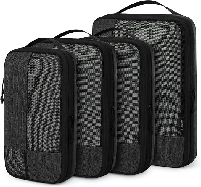 BAGSMART Compression Packing Cubes for Travel, 4 Set Luggage Organizer Bags | Fits 20/24/28in Carry-On Suitcases, Compressible Bags Streamline Cruise Travel Essentials, Sturdy Handles, Machine Washable by BAGSMART