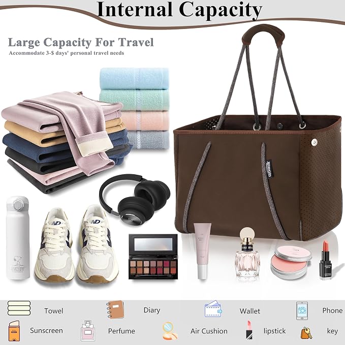 QOGiR Neoprene Multipurpose Beach Bag Tote with Inner Zipper Pocket … … … … - Image 5