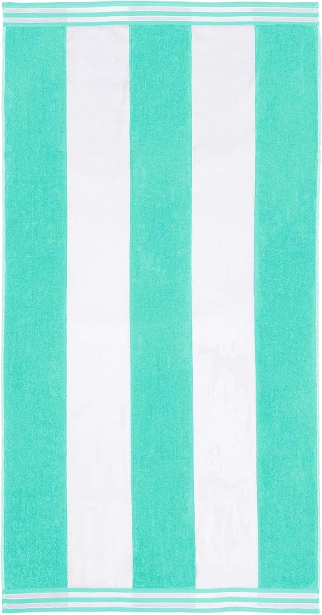 Superior Cotton Nautical Stripe Beach Towels, Colorful Towels for Adult, Kid, Pool, Swimming, Sand, Travel, Large Oversized, Absorbent, Fast Drying, Bath Basics, Cabana Collection, 1 Piece, Mint - Image 2