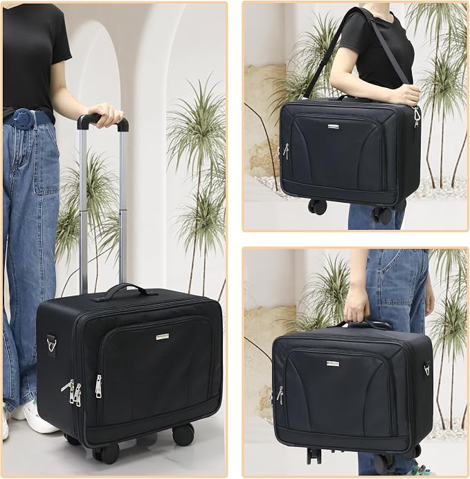 MONSTINA Rolling Makeup Train Case, Cosmetology Case on Wheels Makeup Artist Bag Professional Cosmetics Beauty Hairdresser Bag Hairstylist Cosmetic Bag with 4 Bags Extra Large Makeup Bag with Wheels - Image 6