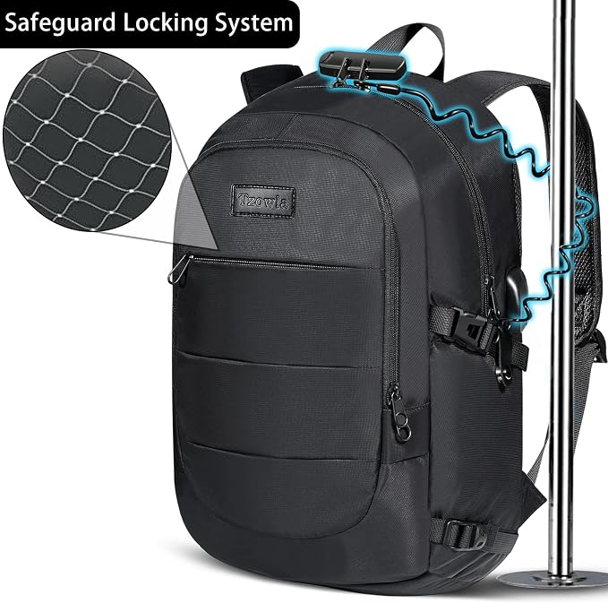 Tzowla 35 Liter Anti Theft Backpack with Giant Tumbler Holder Pocket and Lock,15.6 Inch Laptop Backpack - Image 5