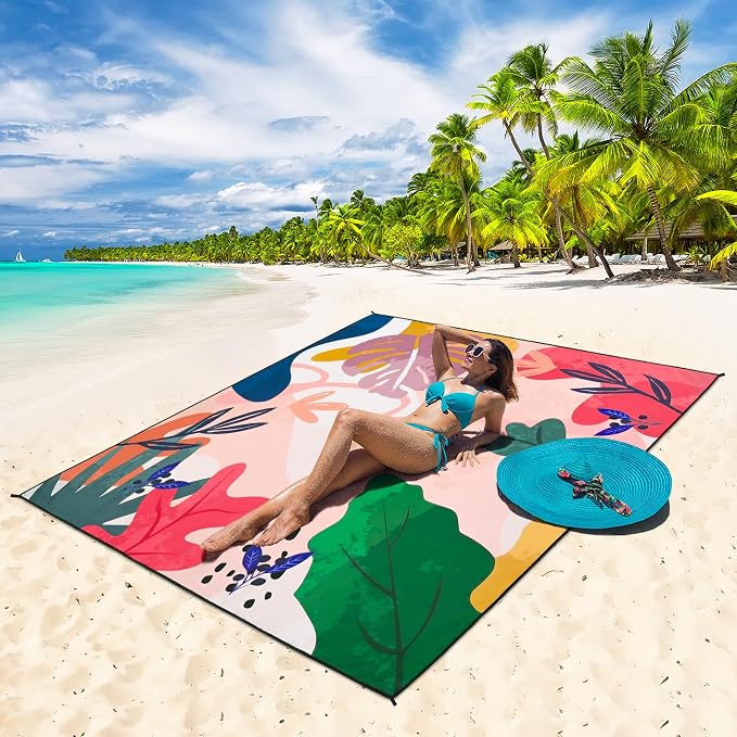 HIHOHO Beach Blanket Waterproof Sandproof Extra Large Beach Mat 79" X 83"/120"x108"for 1-8 Adults Quick Drying Durable Outdoor Picnic Mat for Beach Travel Camping Hiking - Image 5