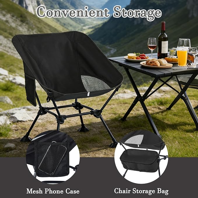 Ultralight Camping Chair,Compact Folding Chair with Anti-Sinking Large Feet and Storage Bag,Lightweight Backpack Chair for Naturehike,Travel,Beach,Hiking - Image 6