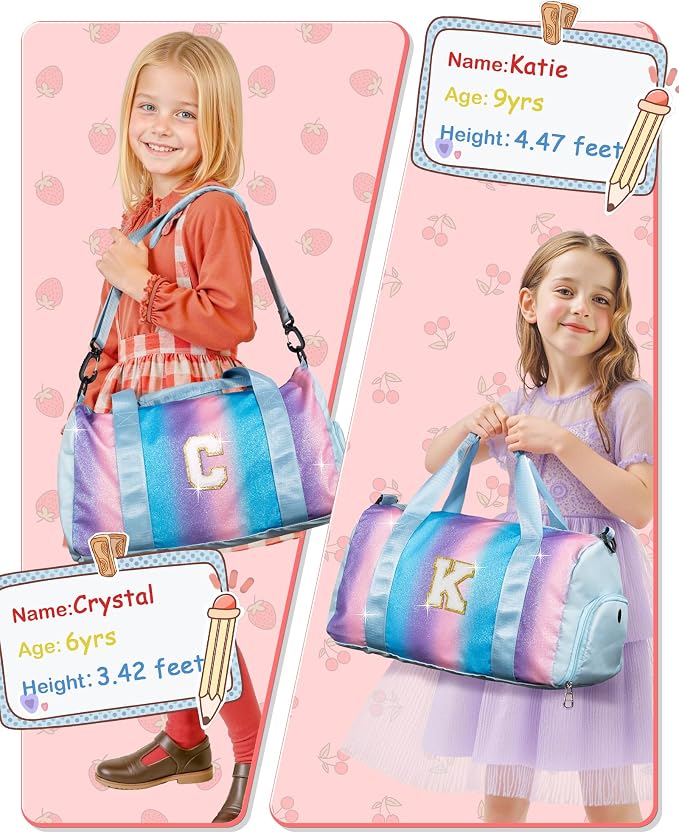 Birthday Gift for Granddaughter-Girl Gym Bag with Shoe Compartment, Kid Personalized Weekender Overnight Bags, Initial Travel Tote with Makeup Pouch,Gifts for Girls (Letter Z) - Image 6