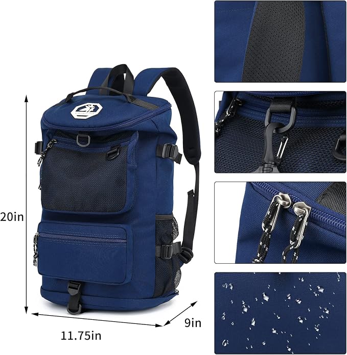 Kalesi Gym Duffle Bag Backpack 4-Way Waterproof with Shoes Compartment for travel Sport Hiking laptop (dark blue) - Image 2