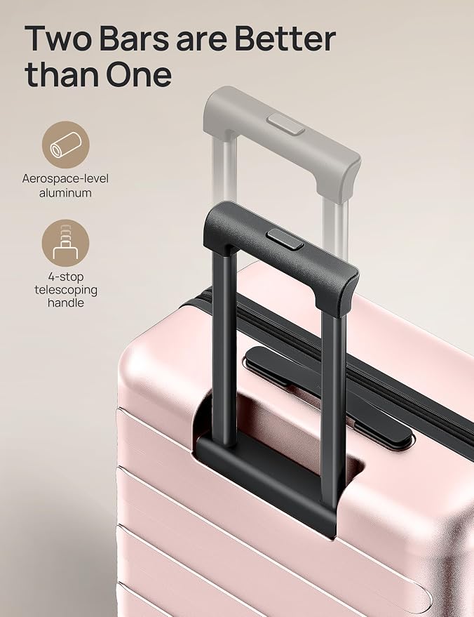 NINETYGO Large Checked Luggage 28 Inch, Checking In Luggage with Smooth Spinner Wheels, Expandable, Hard Shell PC Suitcase, Lightweight Travel Luggage, TSA Approved (Pink, Rhine Max) - Image 6