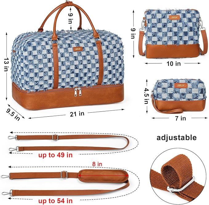 IBFUN Weekender Bags for Women, 21" Weekender Travel Bag, Travel Duffle Bag with Shoe Compartment Carry on Overnight Duffel Bag for Weekend Travel Business Trip, 3PCS - Image 7