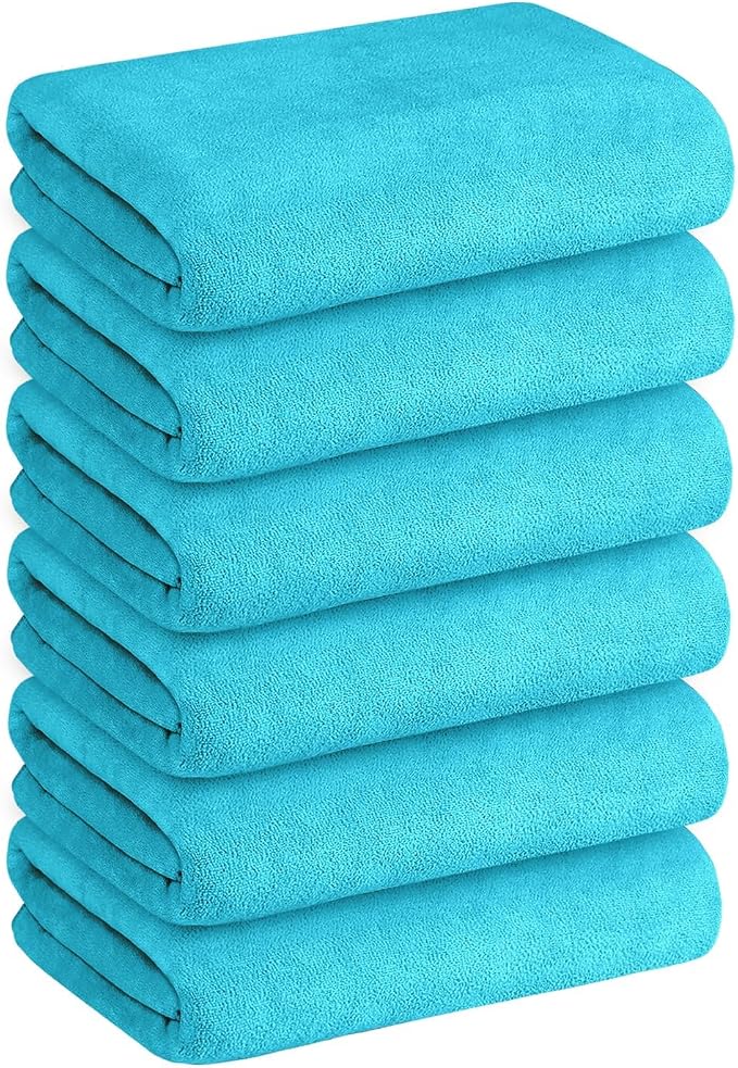 JML Bath Towels, Microfiber Bath Towel Set 6 Pack 30" x 60", Soft Absorbent Microfiber Bathroom Towels for Body, Adult, Aquamarine - Image 7