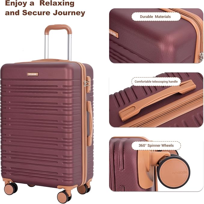 Amalodie Luggage Sets 5 Piece Suitcases with Double Spinner Wheel,Suitcase Set ABS Hard Case Luggage with TSA Lock and Durable Waterproof Travel Luggage - Image 9