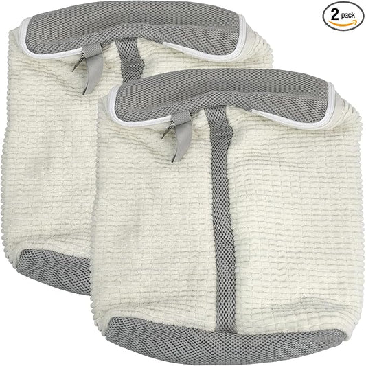 Shoe Washing Machine Bag, Dual Compartment Full Protection Laundry Shoe Bags for Washer with Clasp-Lock Zipper, Sneaker Cleaner Wash Bag for Tennis Shoes, Beige/Gray, 2-Pack by TadpoleJump