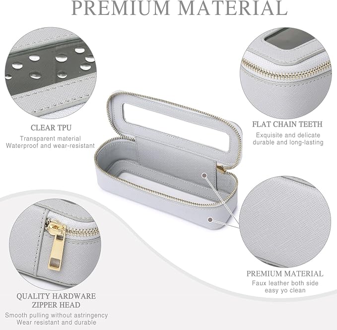 Clear Travel Makeup Bag with Brush Case Portable Transparent Cosmetic Bag and Toiletry Bag Waterproof Makeup Organizer with Zipper Car Essential for Women (Gray, M+Slim) - Image 6