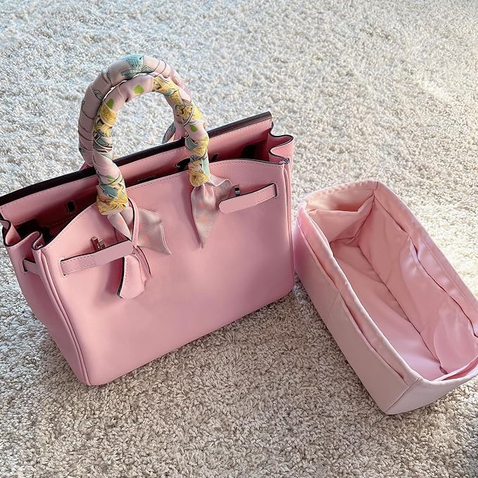 Satin Purse Organizer for Birkin 35, Pink | Custom Fit, Multiple Pockets, Lightweight Purse Essentials, Ideal for Travel, Shopping, and Daily Use - Image 3